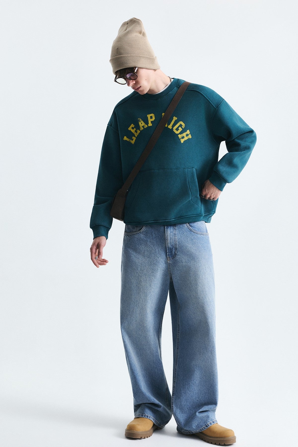 Yıkamalı Yazılı Oversize Sweatshirt