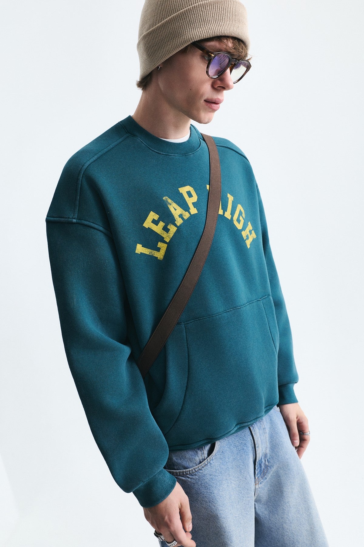 Yıkamalı Yazılı Oversize Sweatshirt