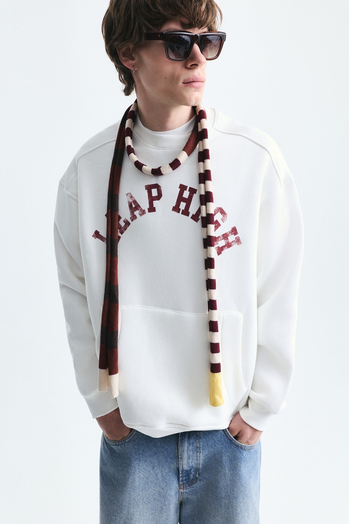 Yıkamalı Yazılı Oversize Sweatshirt