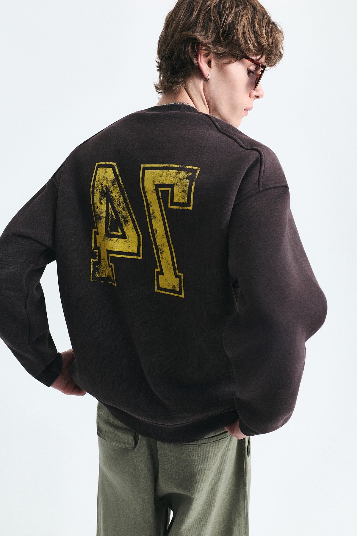Yıkamalı Yazılı Oversize Sweatshirt