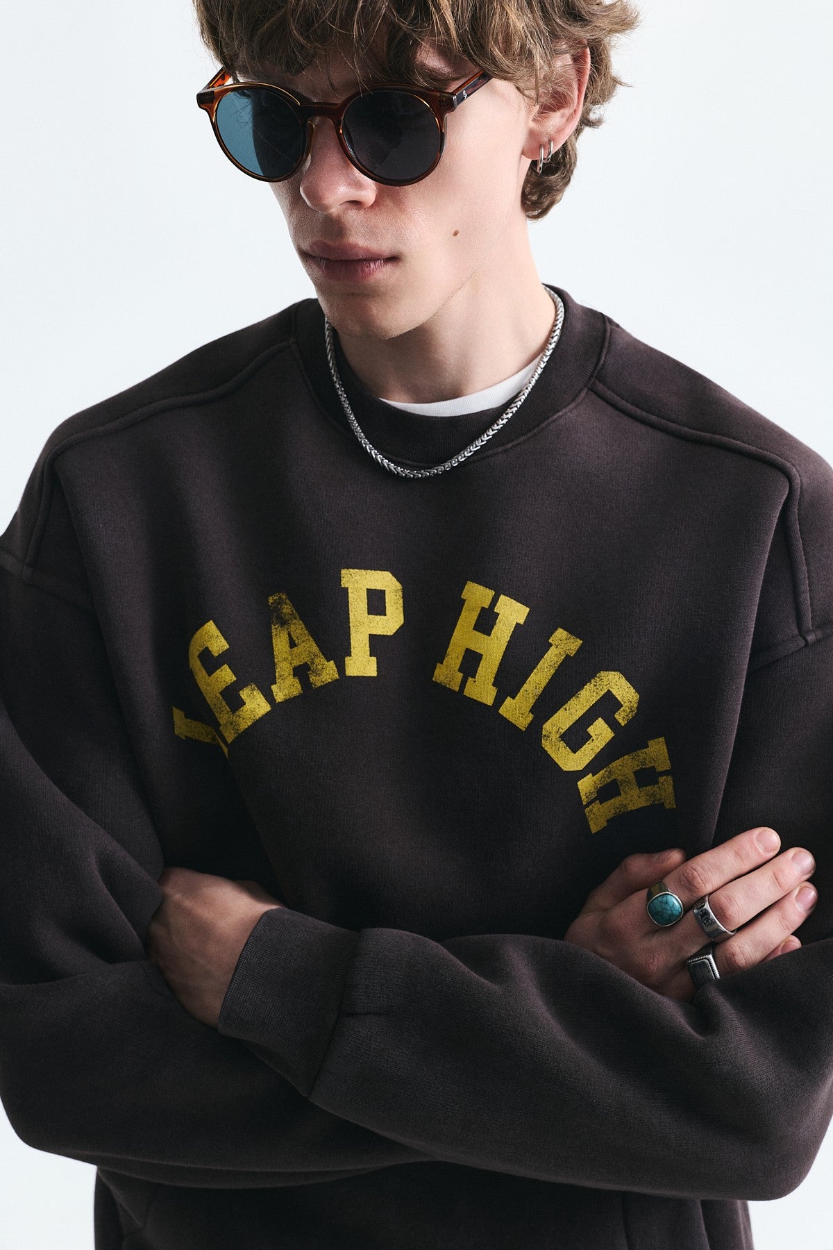 Yıkamalı Yazılı Oversize Sweatshirt
