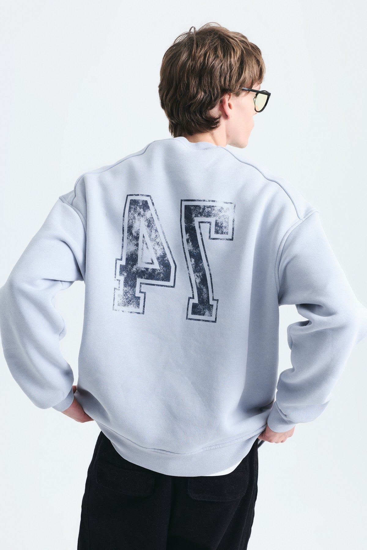 Yıkamalı Yazılı Oversize Sweatshirt