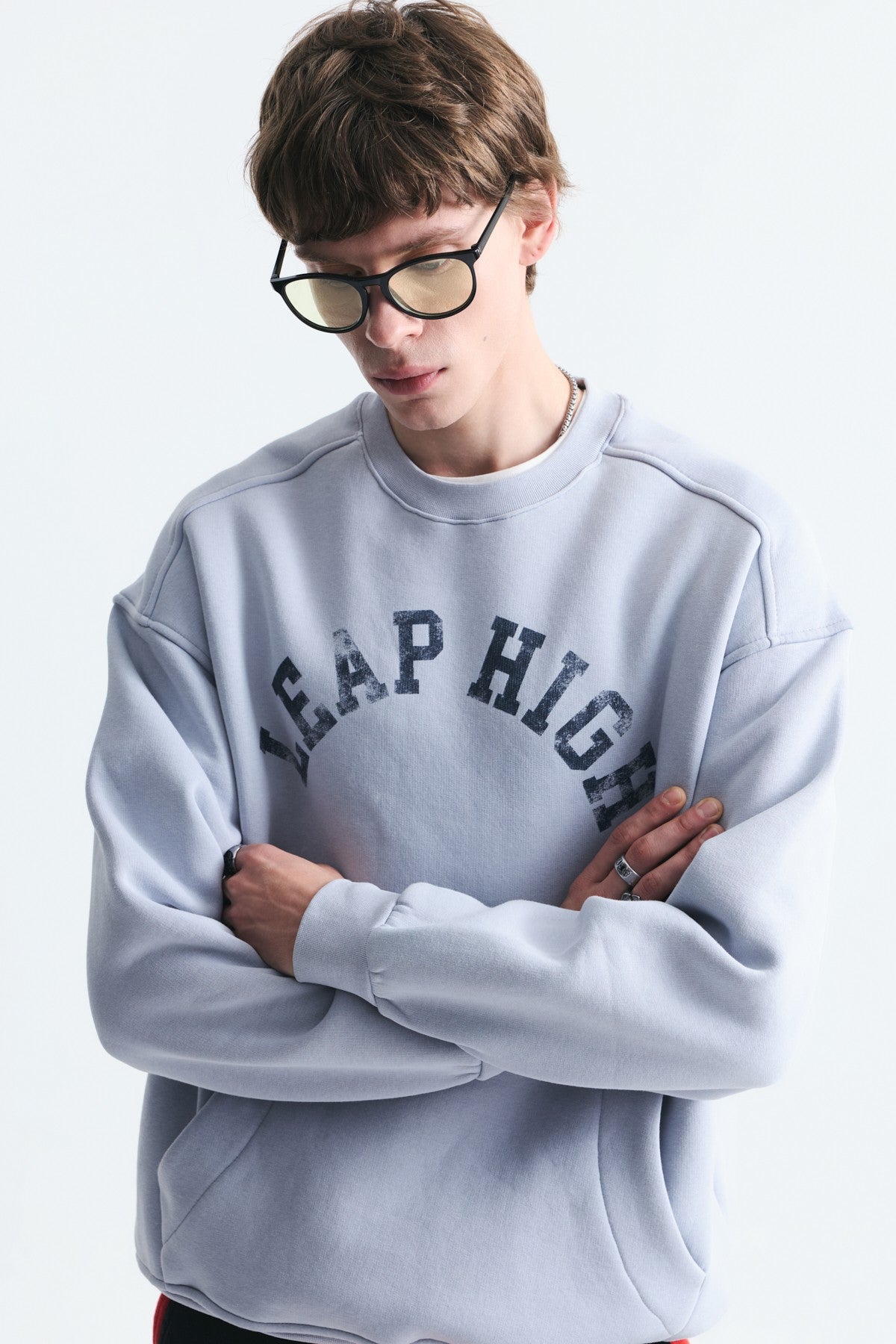 Yıkamalı Yazılı Oversize Sweatshirt