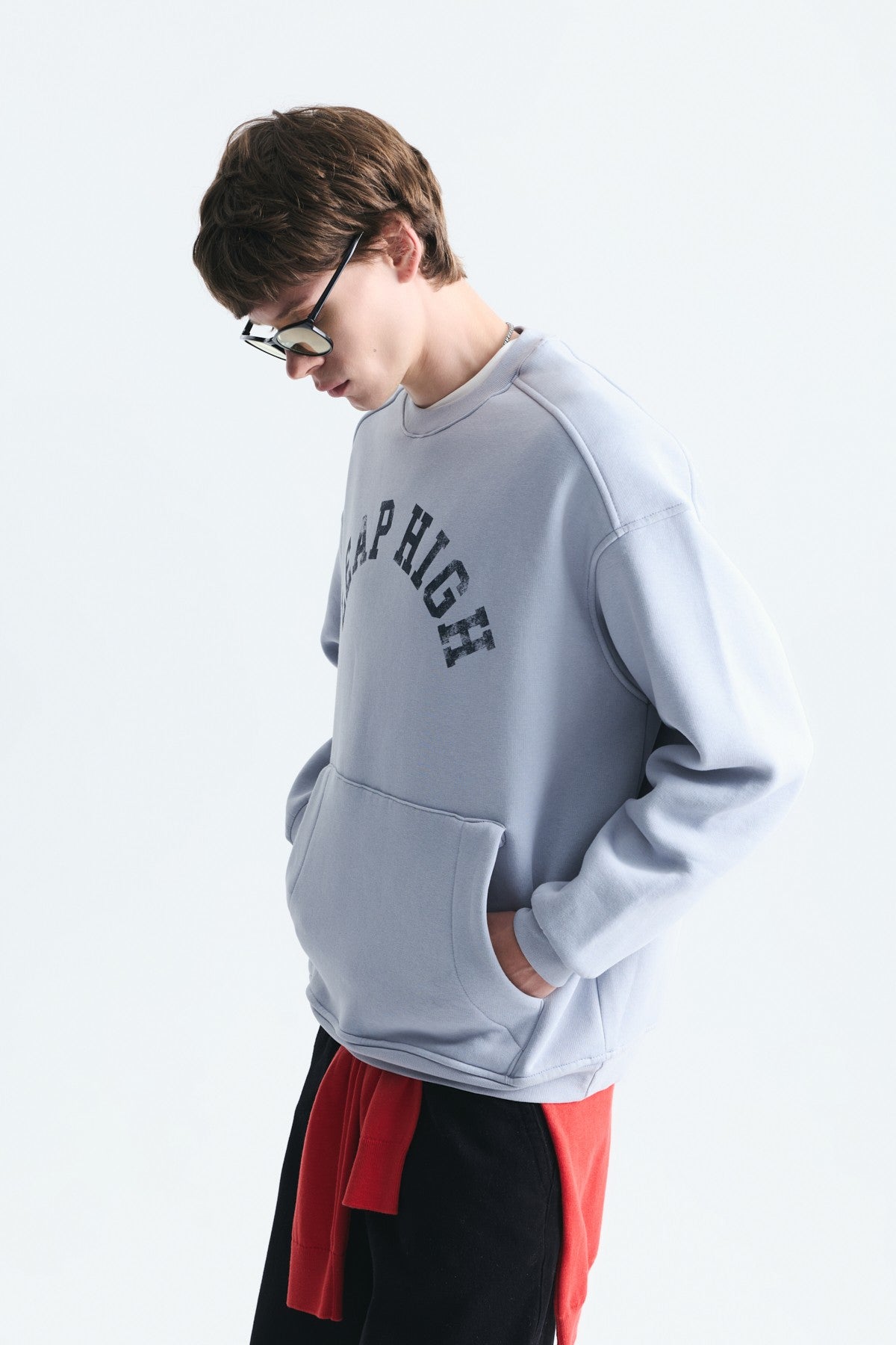 Yıkamalı Yazılı Oversize Sweatshirt