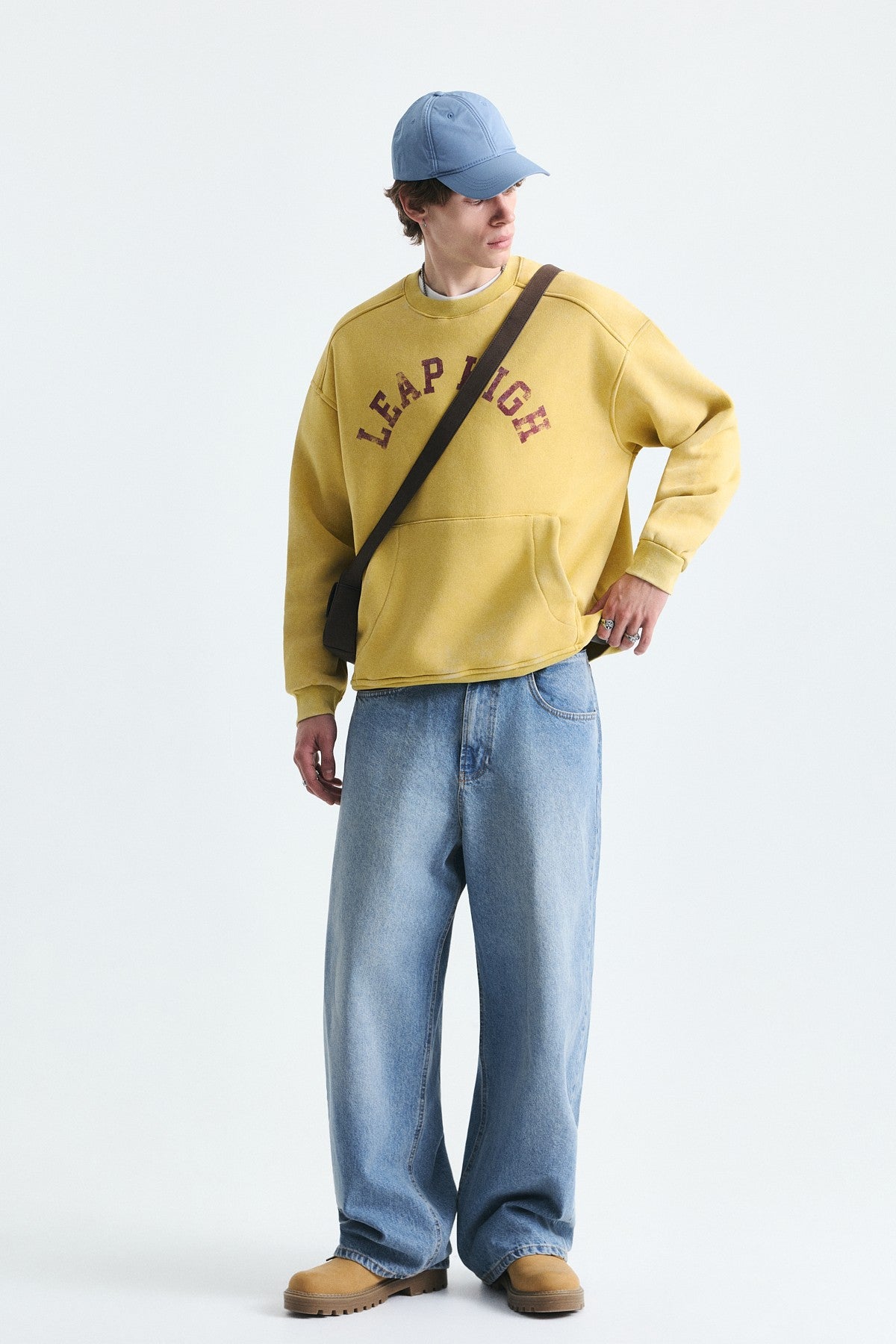 Yıkamalı Yazılı Oversize Sweatshirt