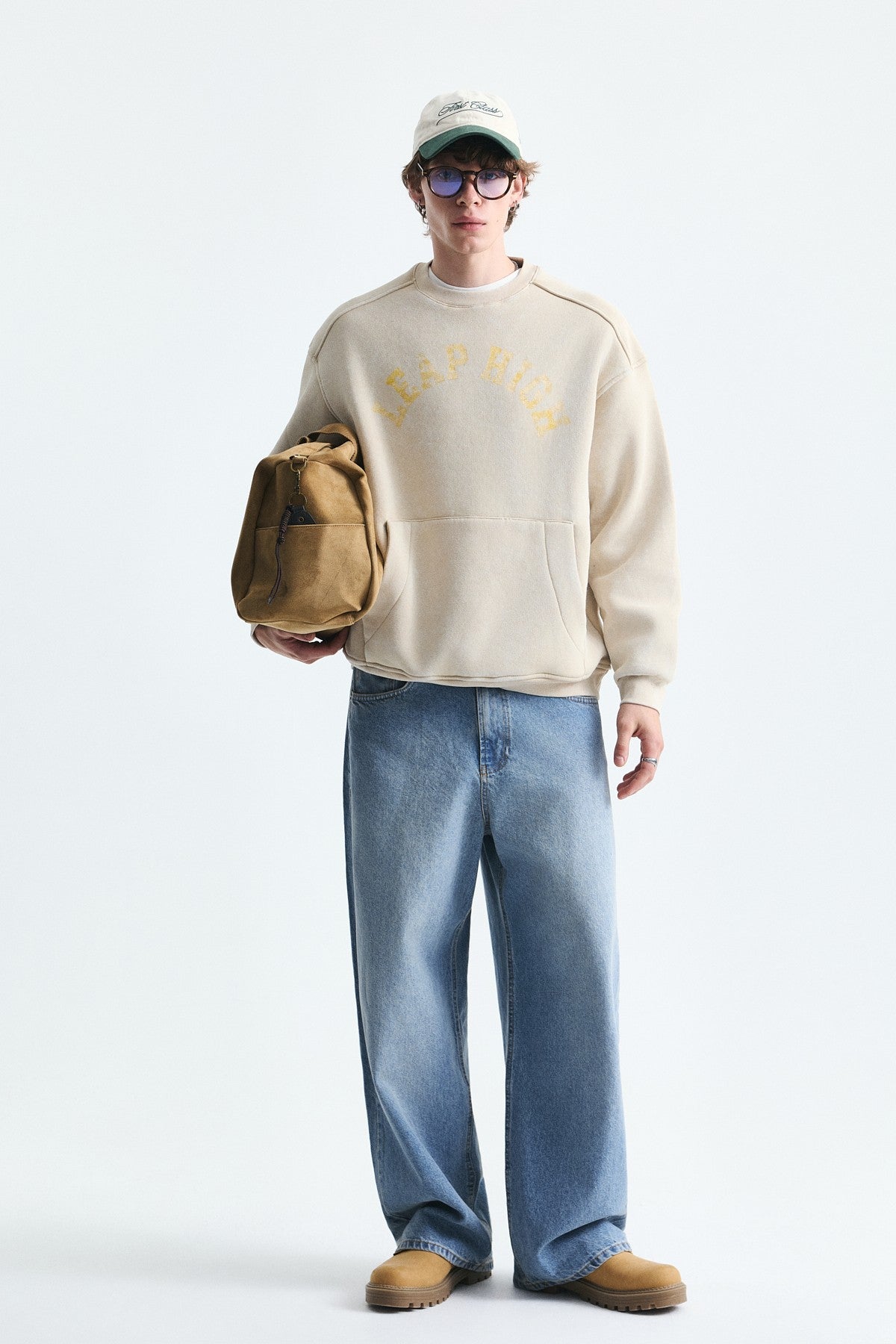Yıkamalı Yazılı Oversize Sweatshirt