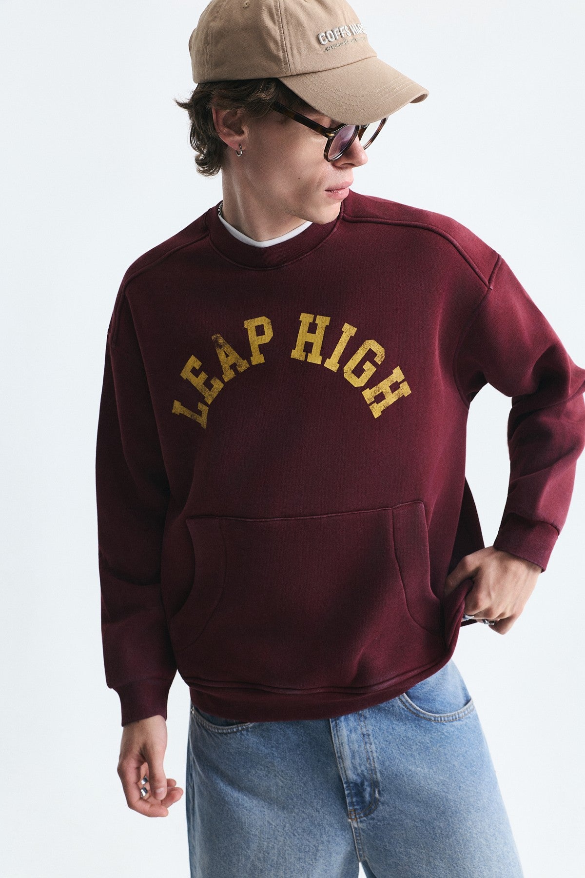 Yıkamalı Yazılı Oversize Sweatshirt