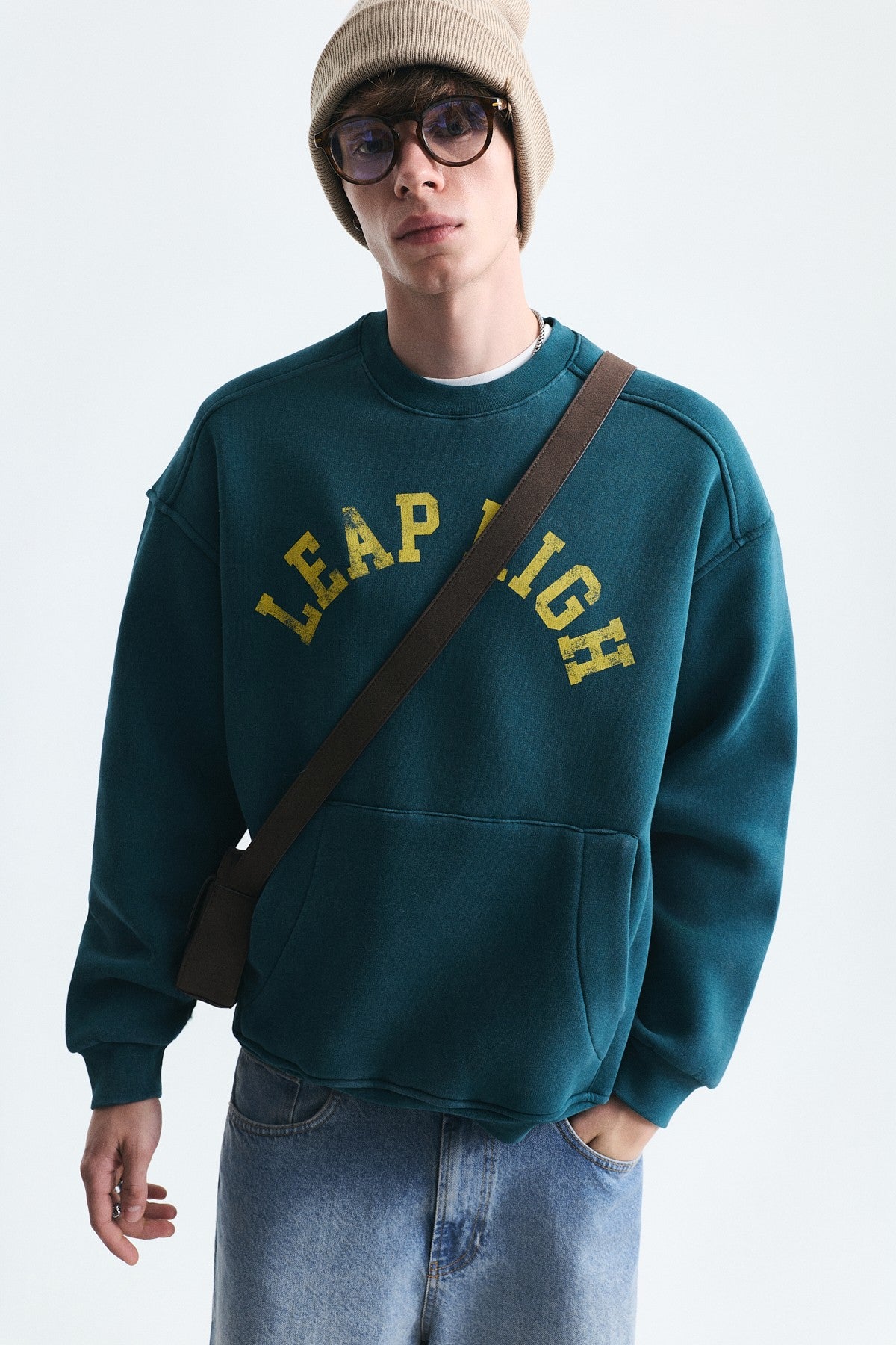 Yıkamalı Yazılı Oversize Sweatshirt