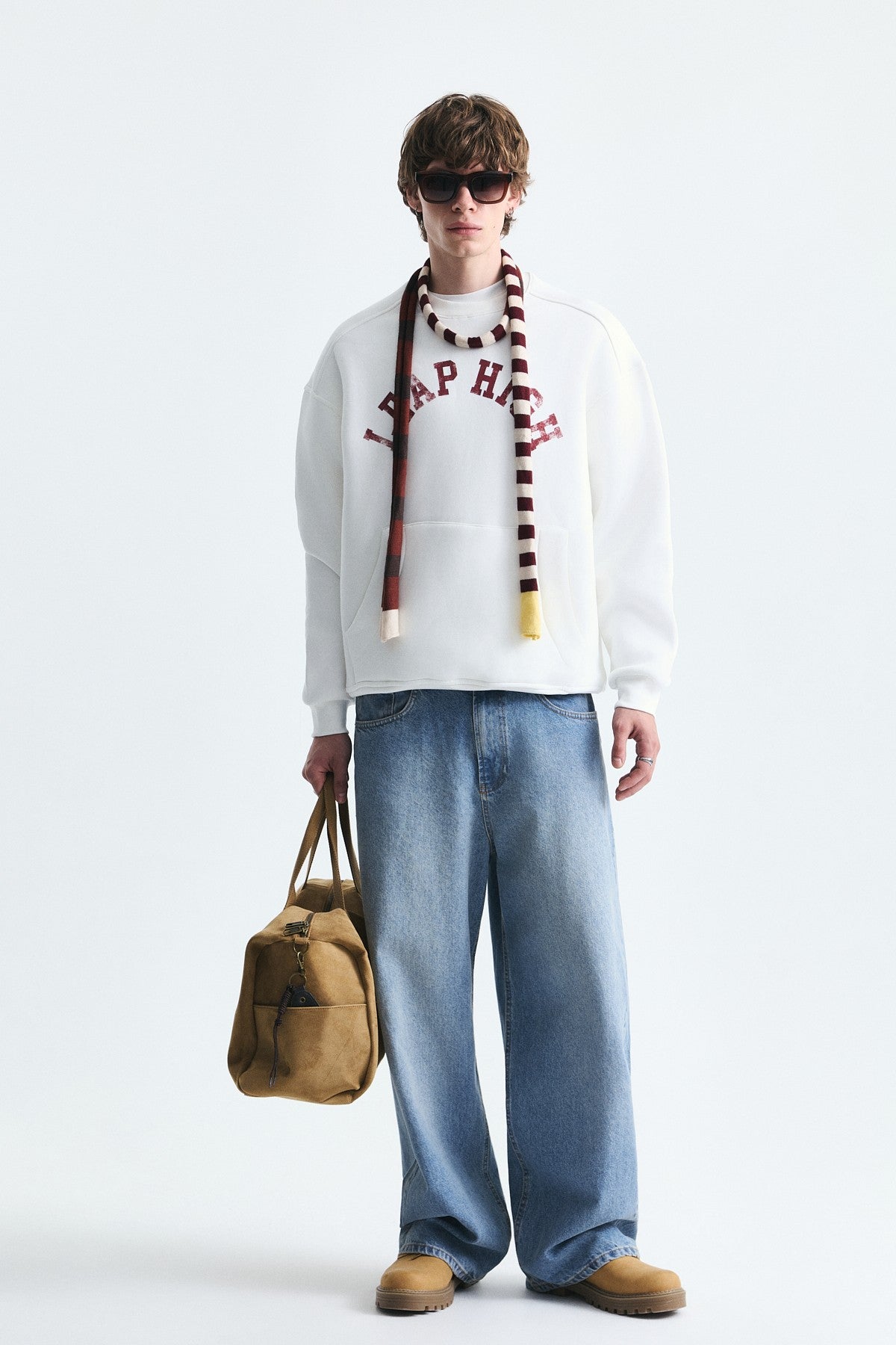 Yıkamalı Yazılı Oversize Sweatshirt