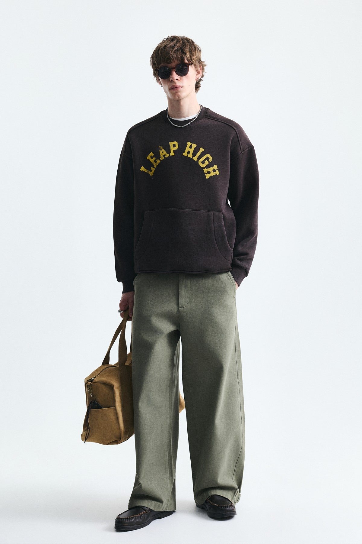 Yıkamalı Yazılı Oversize Sweatshirt