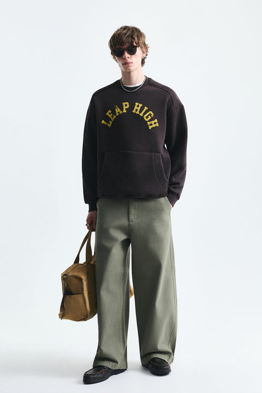 Yıkamalı Yazılı Oversize Sweatshirt