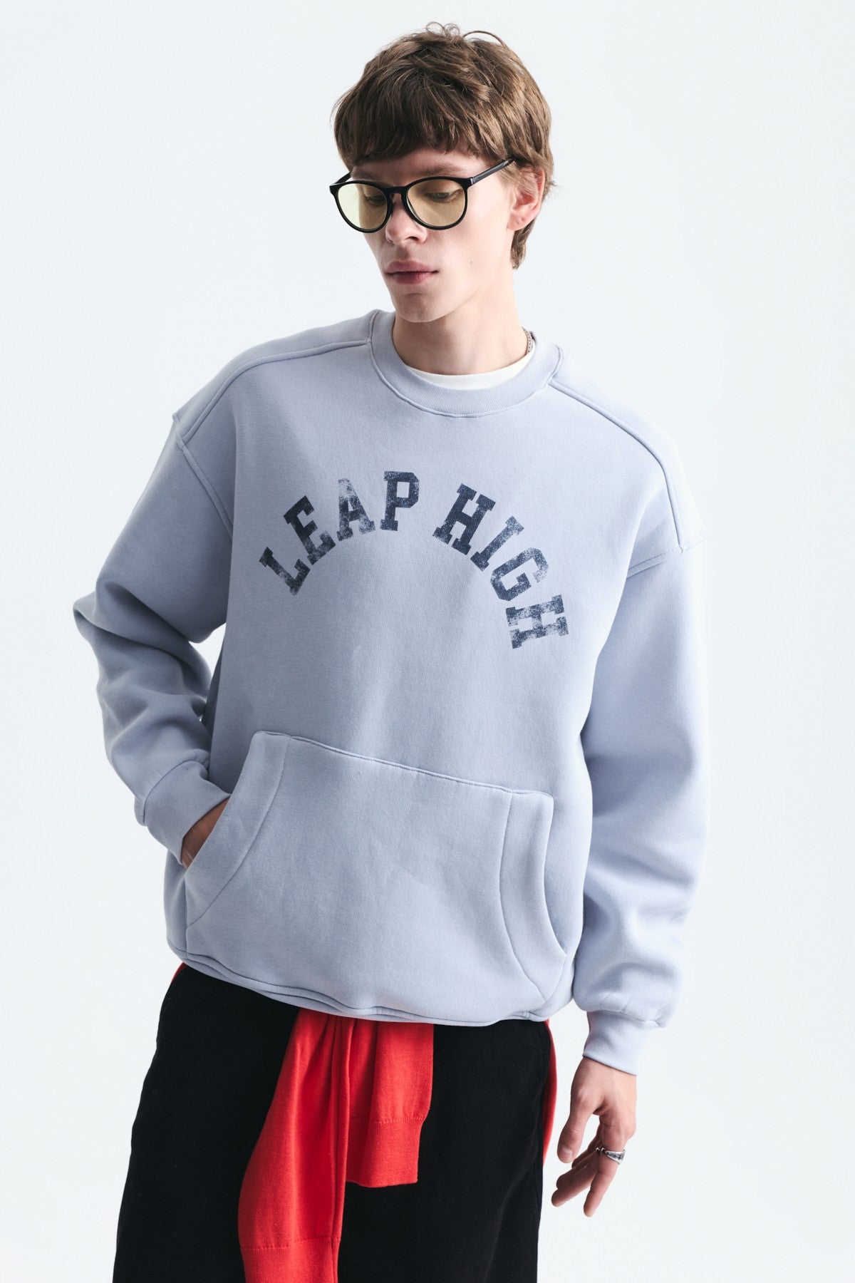 Yıkamalı Yazılı Oversize Sweatshirt