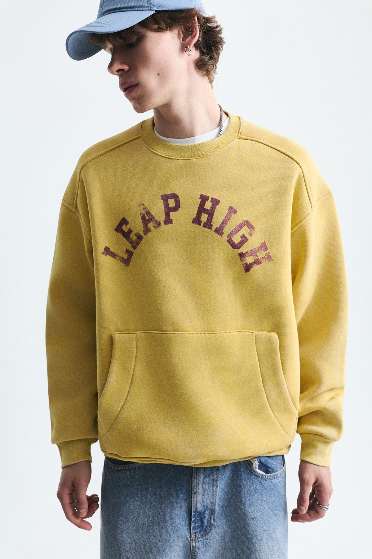 Yıkamalı Yazılı Oversize Sweatshirt