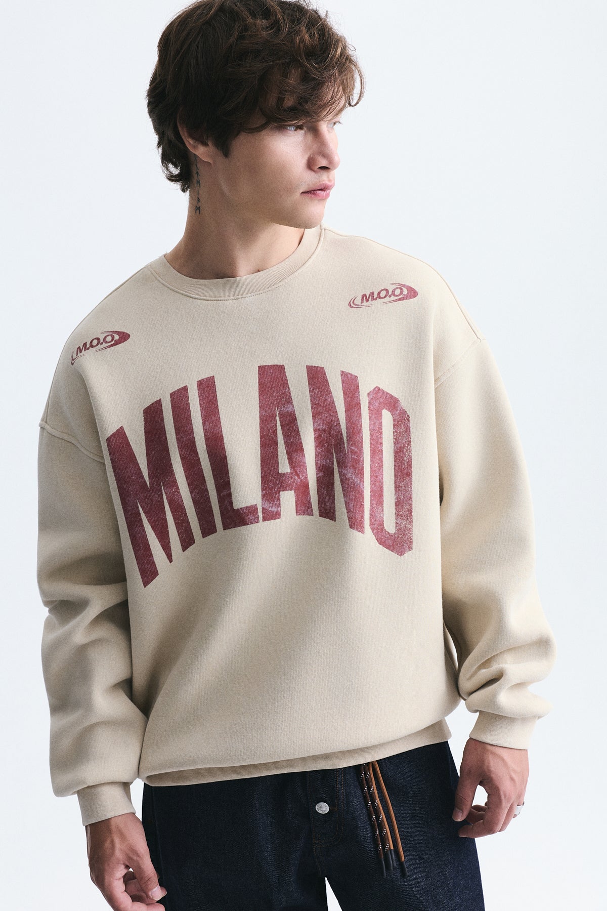 Milano Baskılı Oversize Sweatshirt