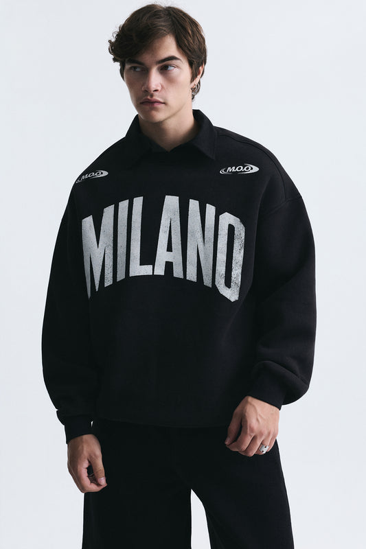 Milano Baskılı Oversize Sweatshirt