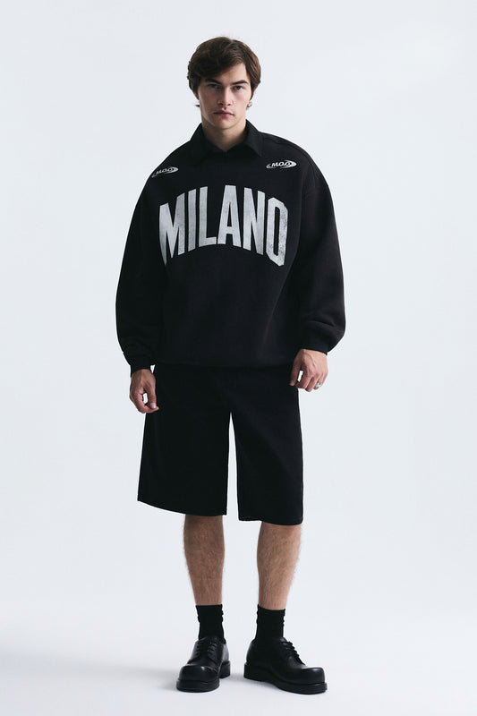 Milano Baskılı Oversize Sweatshirt