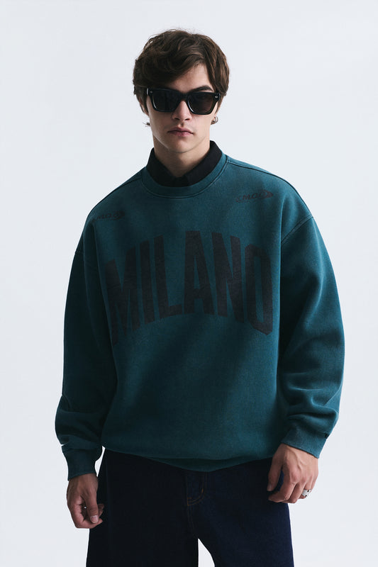 Milano Baskılı Oversize Sweatshirt