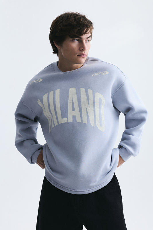 Milano Baskılı Oversize Sweatshirt