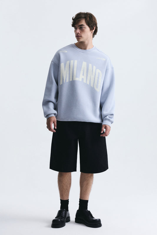 Milano Baskılı Oversize Sweatshirt