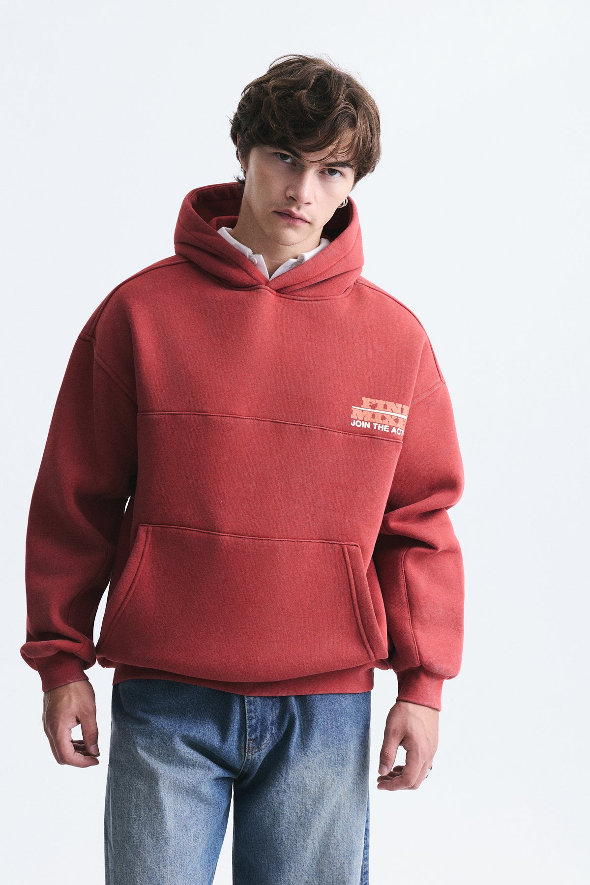 Oversize Yıkamalı Kapüşonlu Sweatshirt