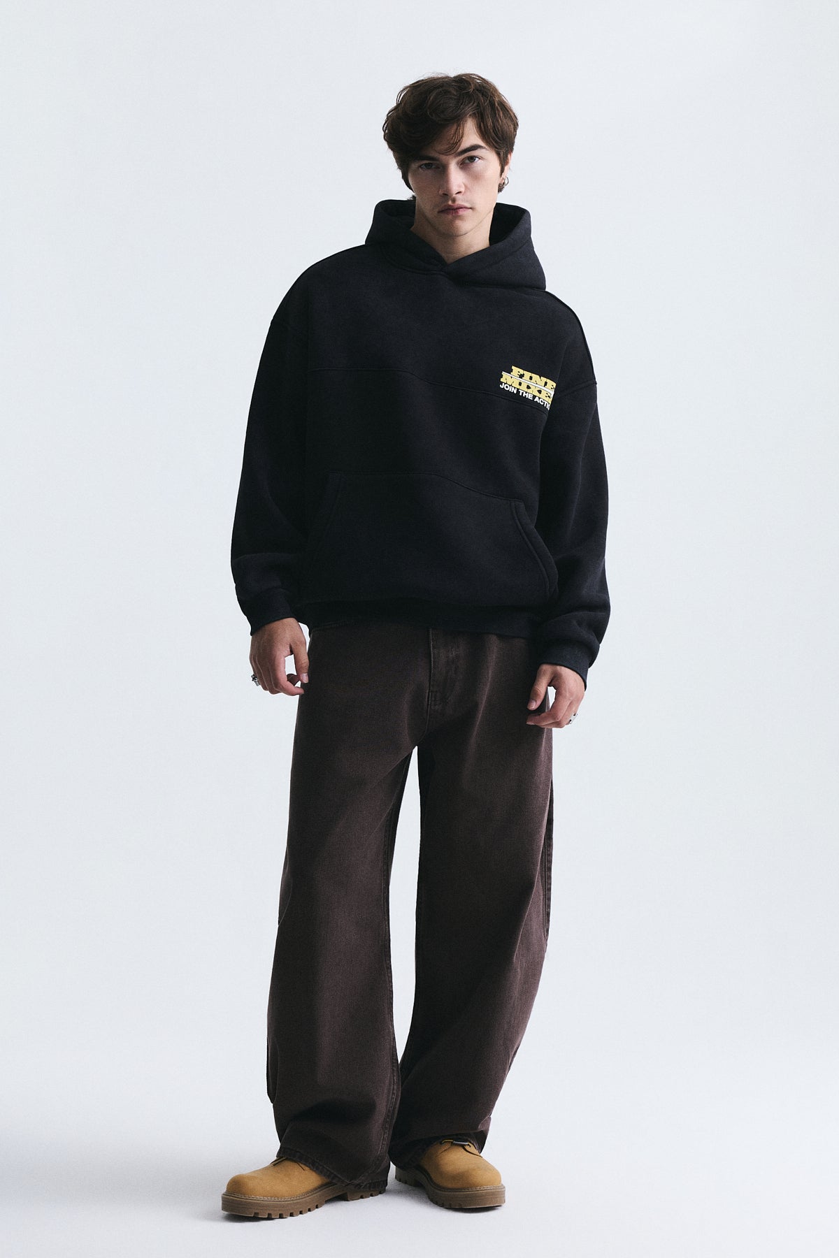 Oversize Yıkamalı Kapüşonlu Sweatshirt