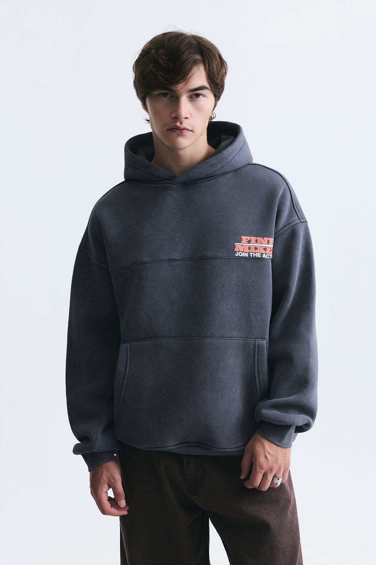 Oversize Yıkamalı Kapüşonlu Sweatshirt