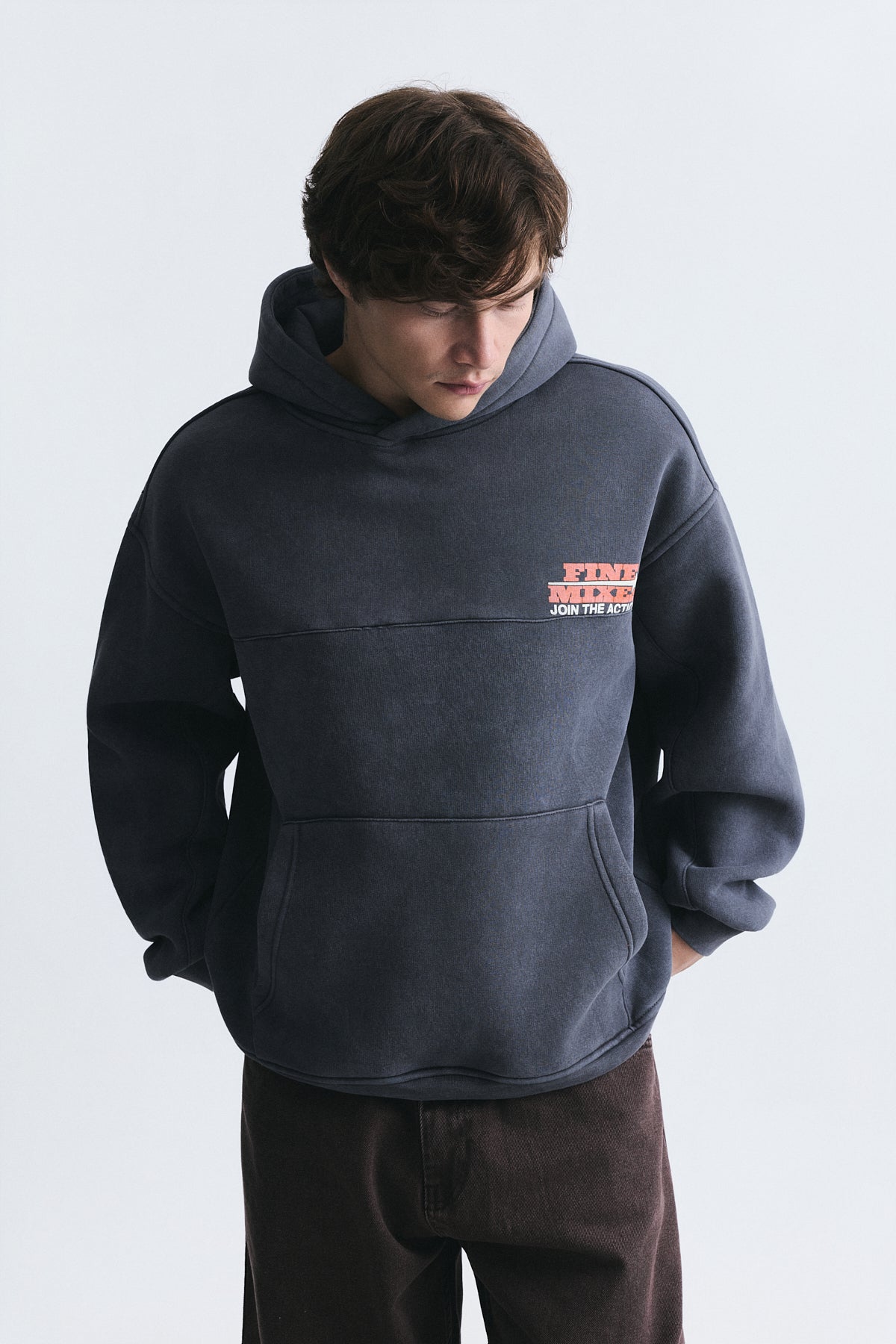 Oversize Yıkamalı Kapüşonlu Sweatshirt