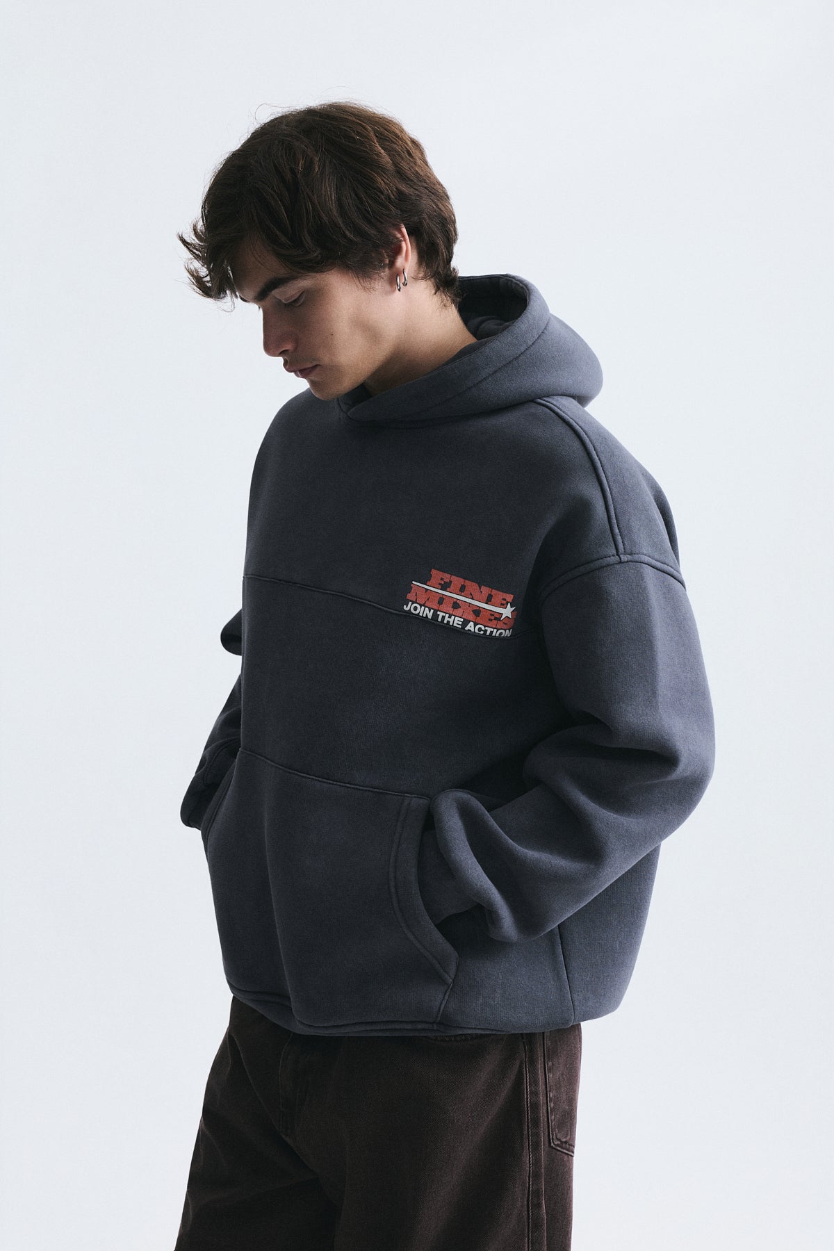 Oversize Yıkamalı Kapüşonlu Sweatshirt