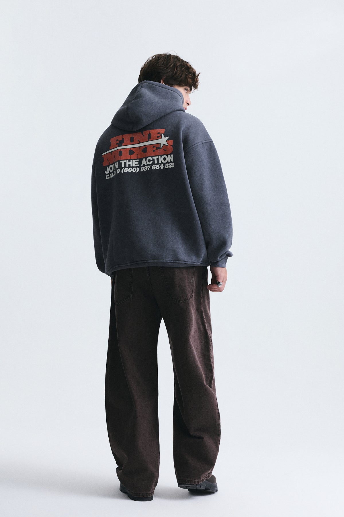 Oversize Yıkamalı Kapüşonlu Sweatshirt