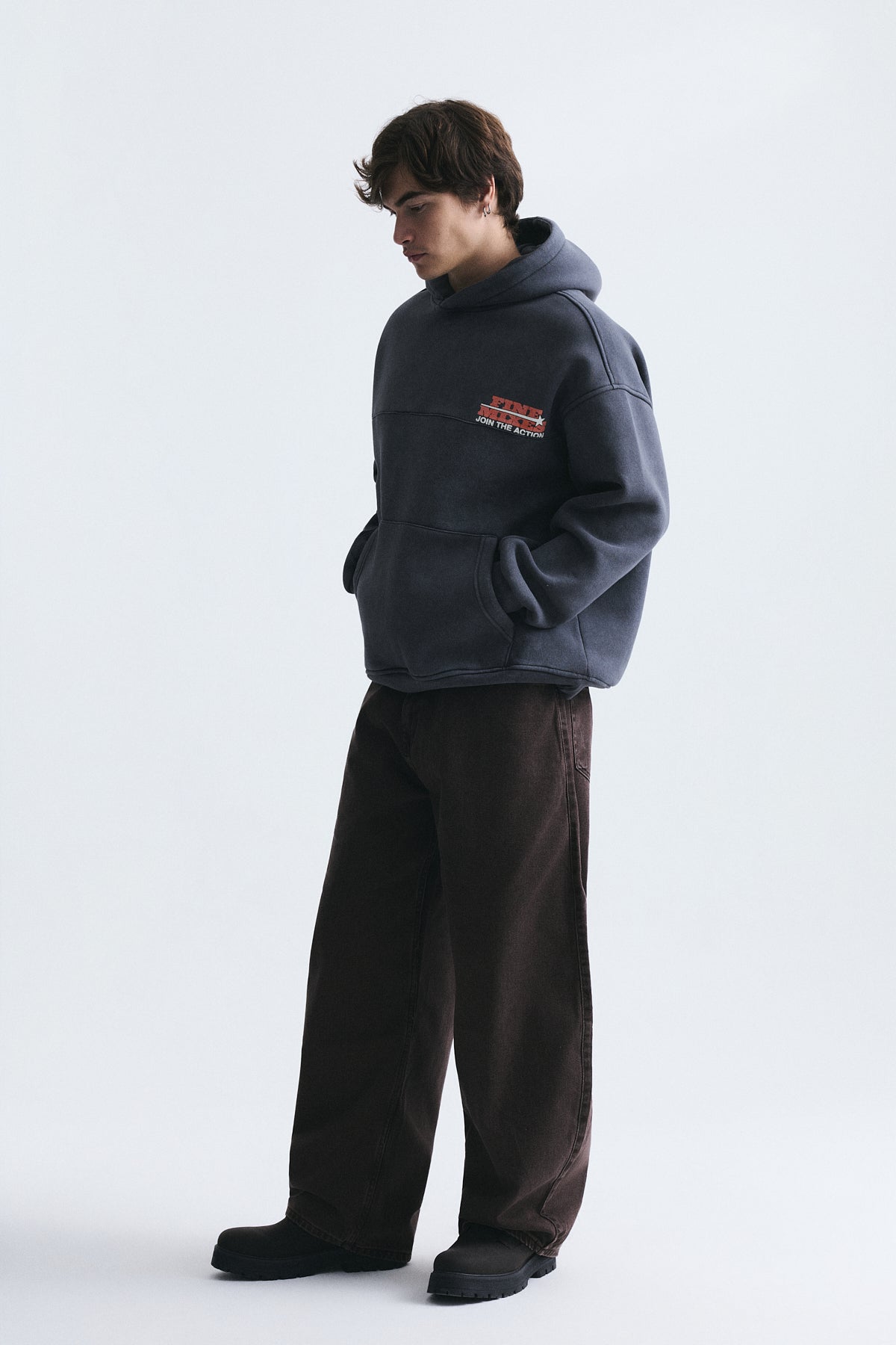 Oversize Yıkamalı Kapüşonlu Sweatshirt
