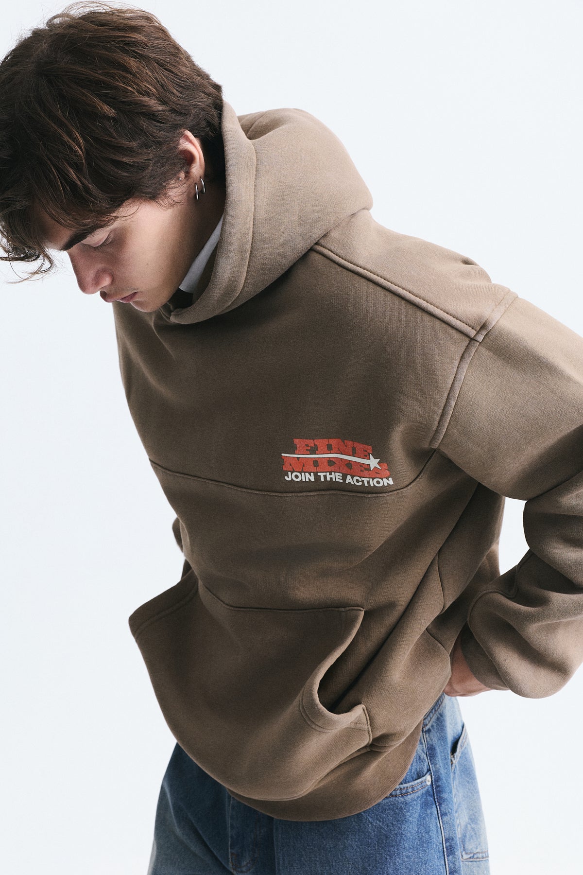 Oversize Yıkamalı Kapüşonlu Sweatshirt