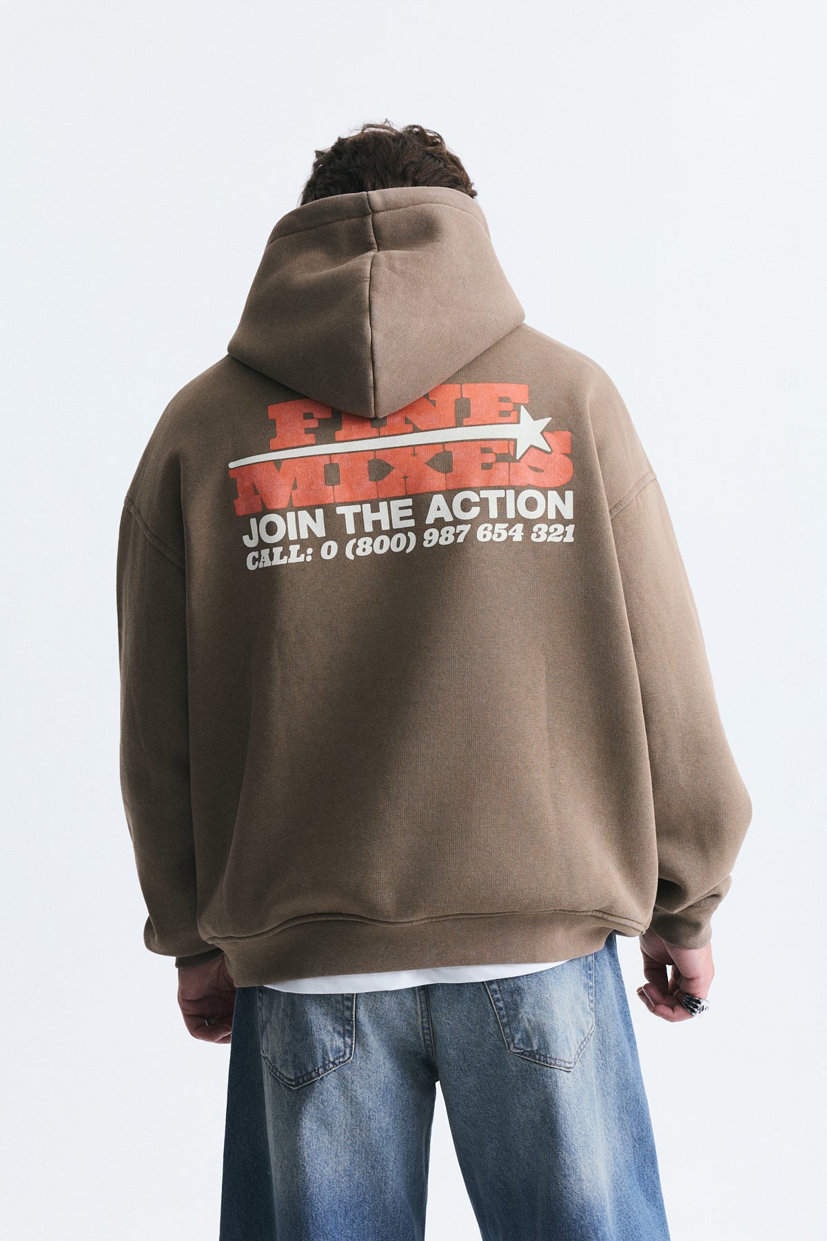 Oversize Yıkamalı Kapüşonlu Sweatshirt