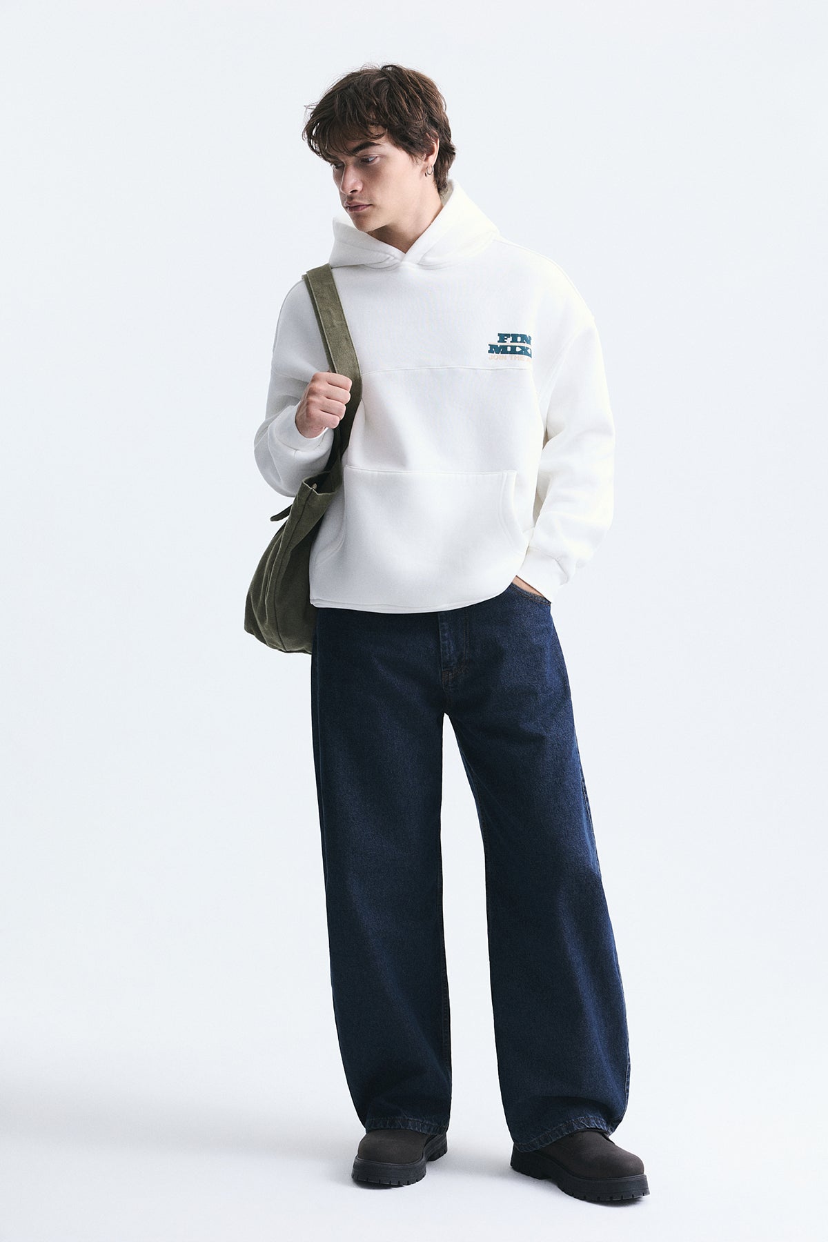 Oversize Yıkamalı Kapüşonlu Sweatshirt