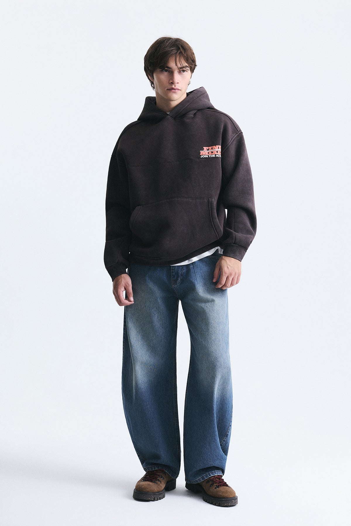Oversize Yıkamalı Kapüşonlu Sweatshirt