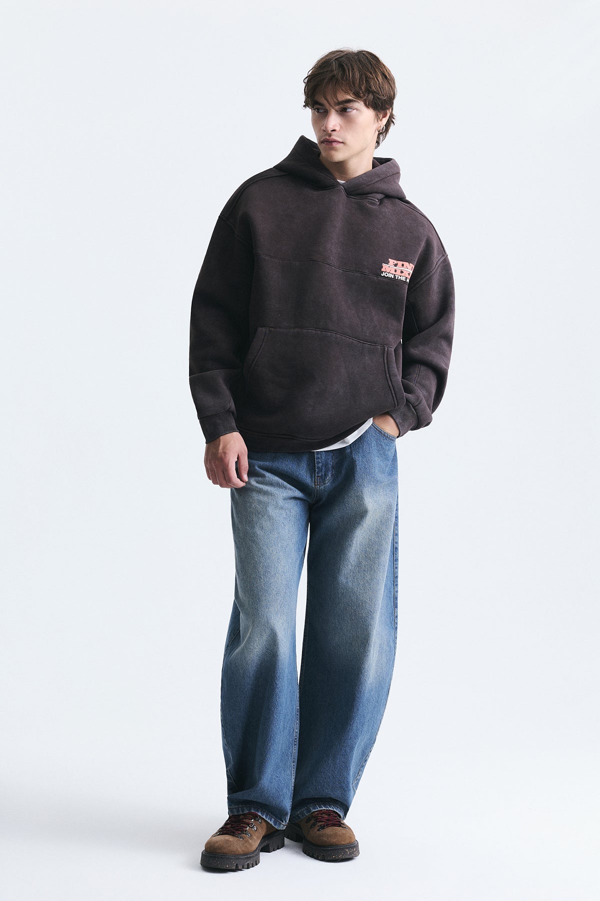 Oversize Yıkamalı Kapüşonlu Sweatshirt