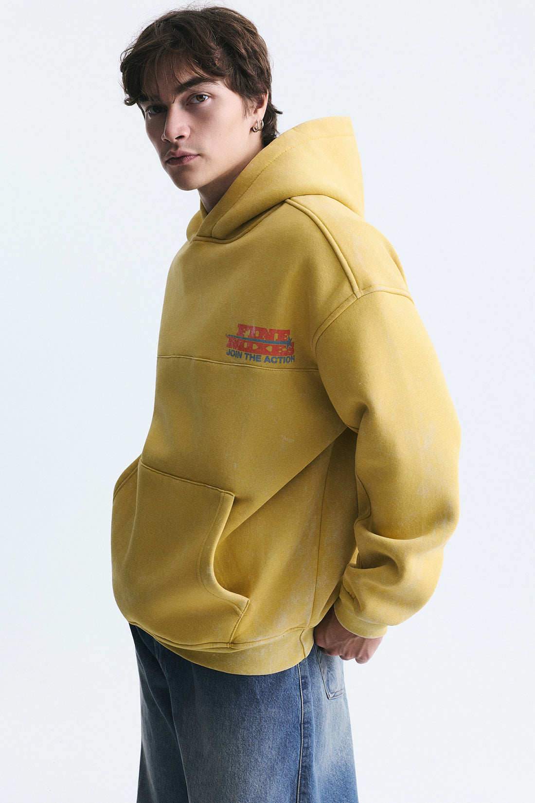 Oversize Yıkamalı Kapüşonlu Sweatshirt