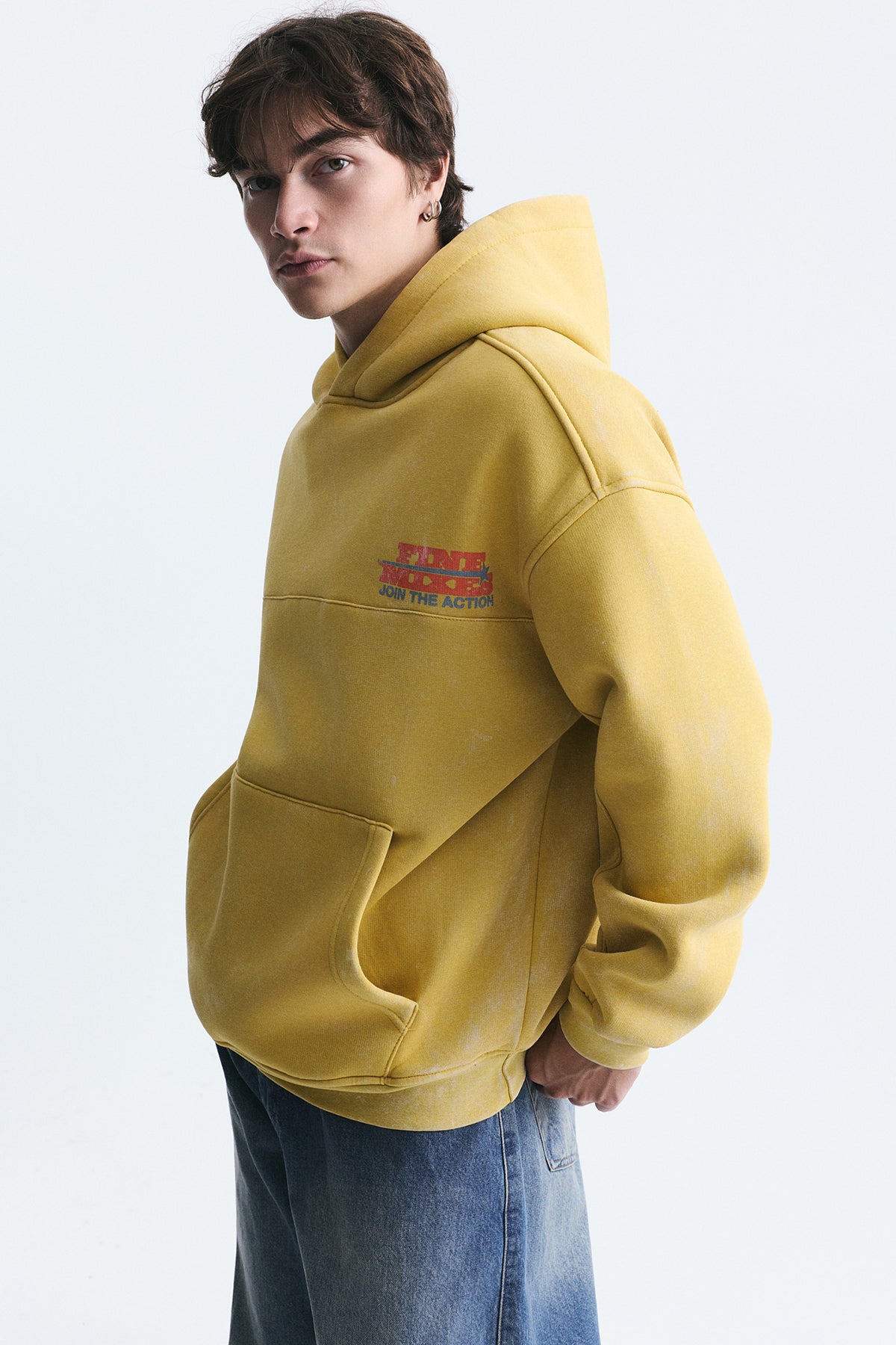 Oversize Yıkamalı Kapüşonlu Sweatshirt