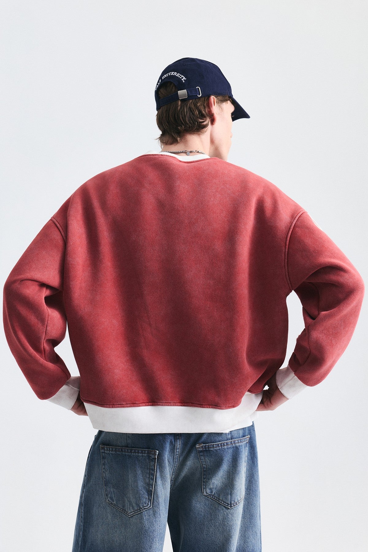 Kontrast Yaka Oversize Sweatshirt