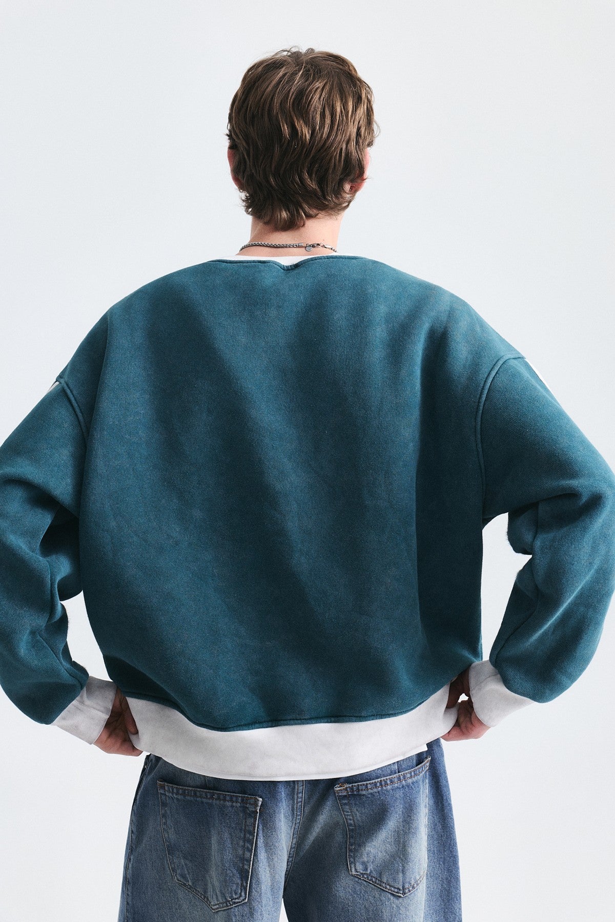Kontrast Yaka Oversize Sweatshirt