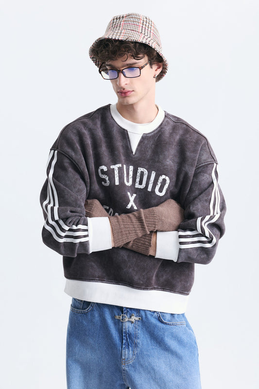 Kontrast Yaka Oversize Sweatshirt
