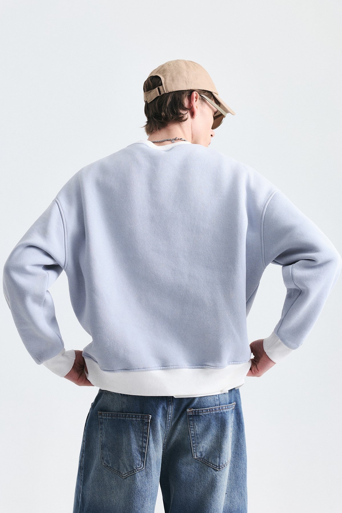 Kontrast Yaka Oversize Sweatshirt