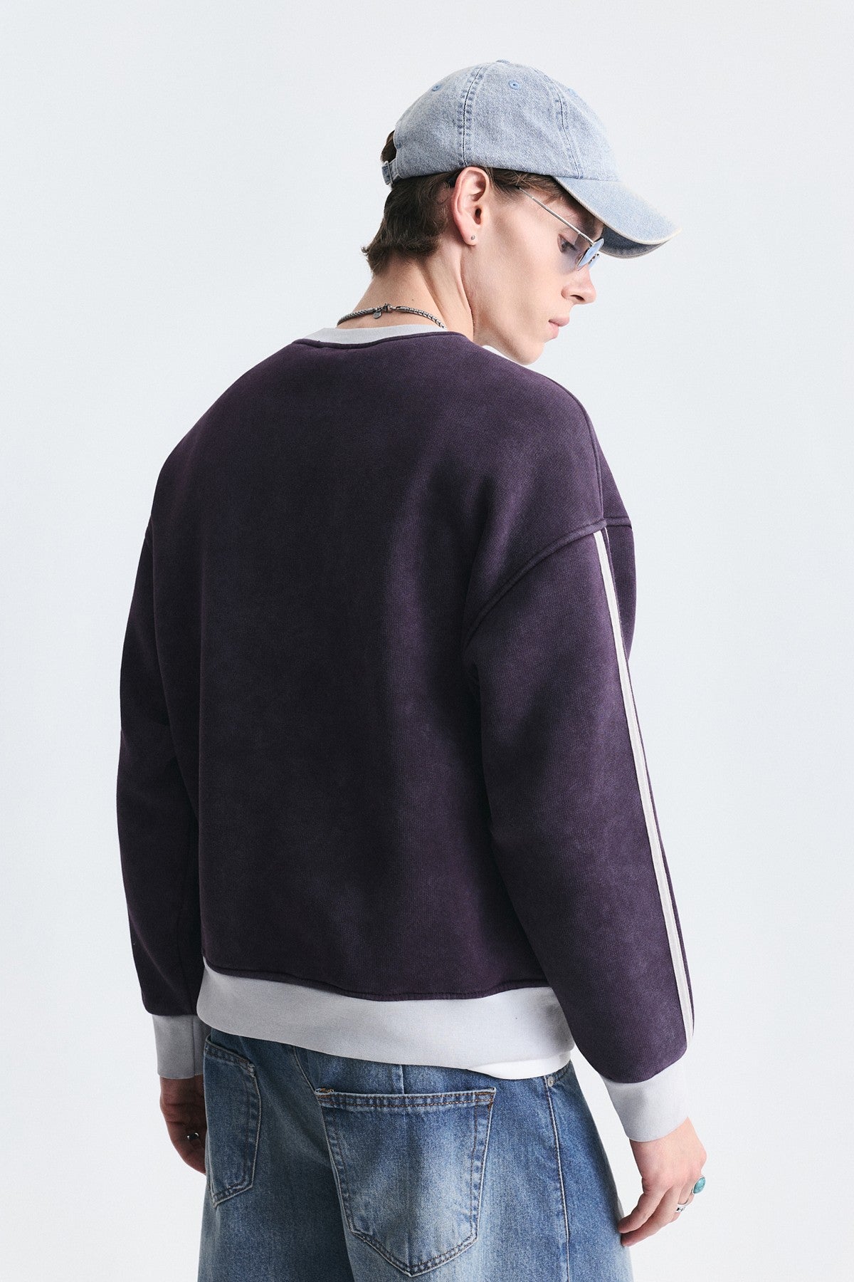 Kontrast Yaka Oversize Sweatshirt