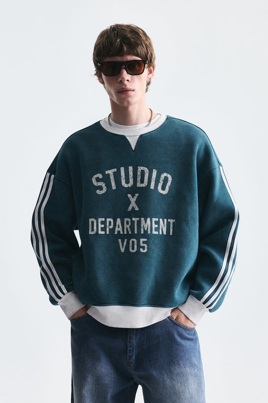 Kontrast Yaka Oversize Sweatshirt