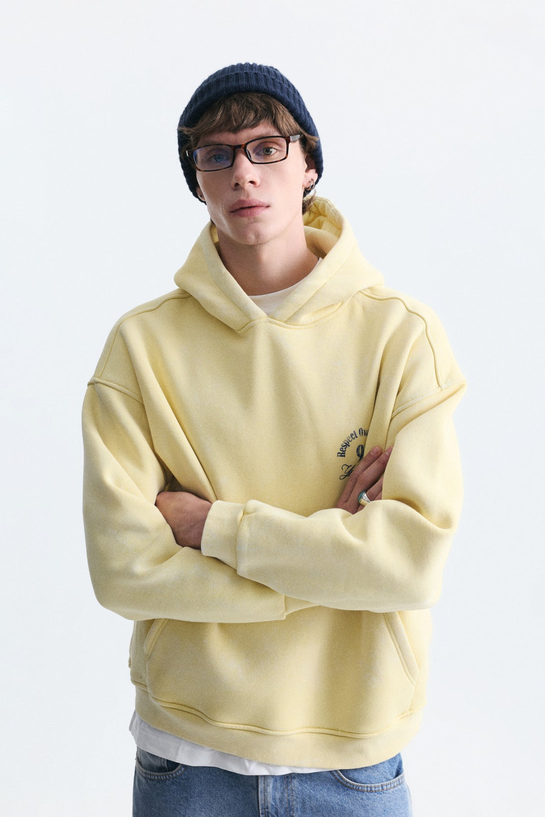 Boxy Fit Yazılı Kapüşonlu Sweatshirt