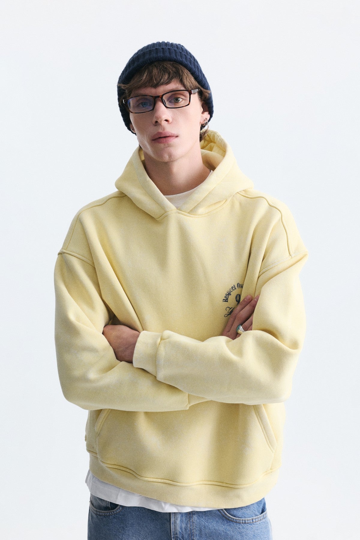 Boxy Fit Yazılı Kapüşonlu Sweatshirt