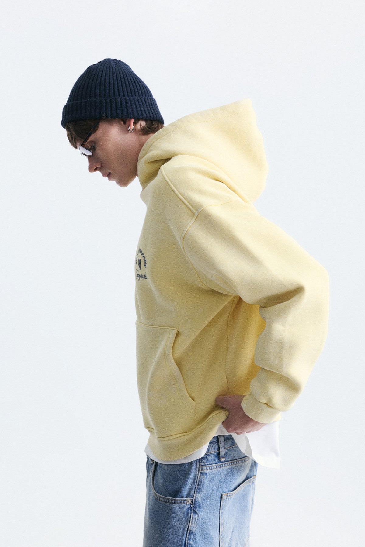 Boxy Fit Yazılı Kapüşonlu Sweatshirt