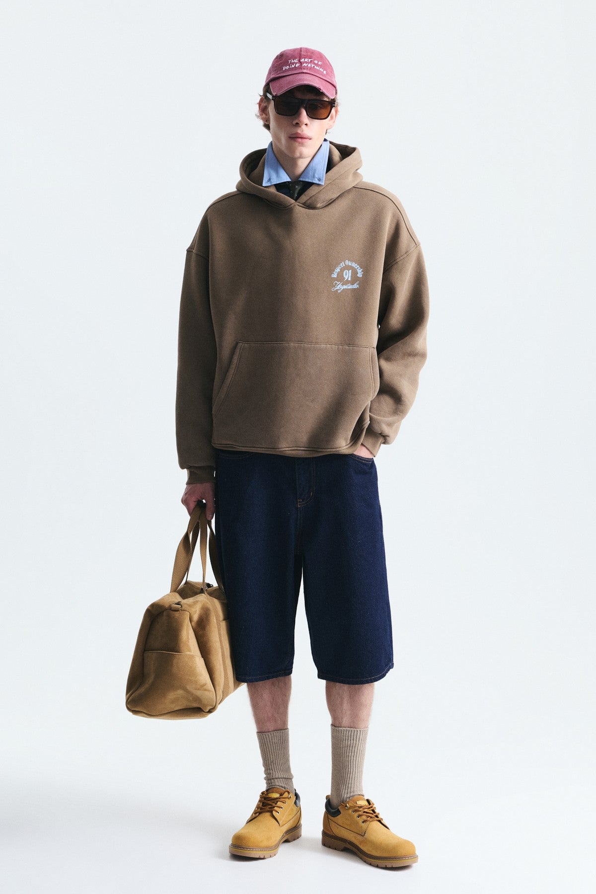 Boxy Fit Yazılı Kapüşonlu Sweatshirt