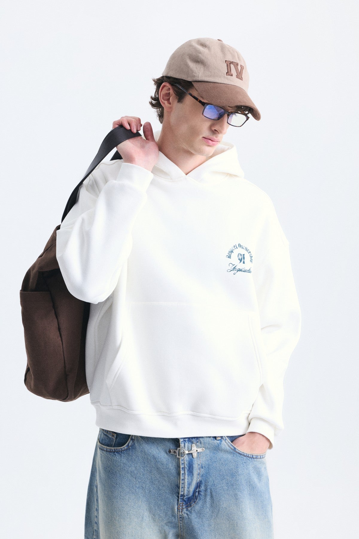 Boxy Fit Yazılı Kapüşonlu Sweatshirt