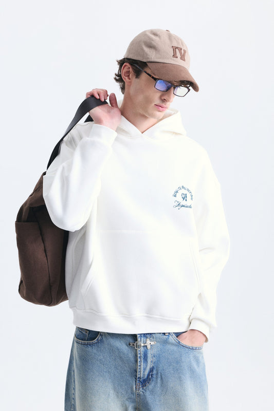 Boxy Fit Yazılı Kapüşonlu Sweatshirt