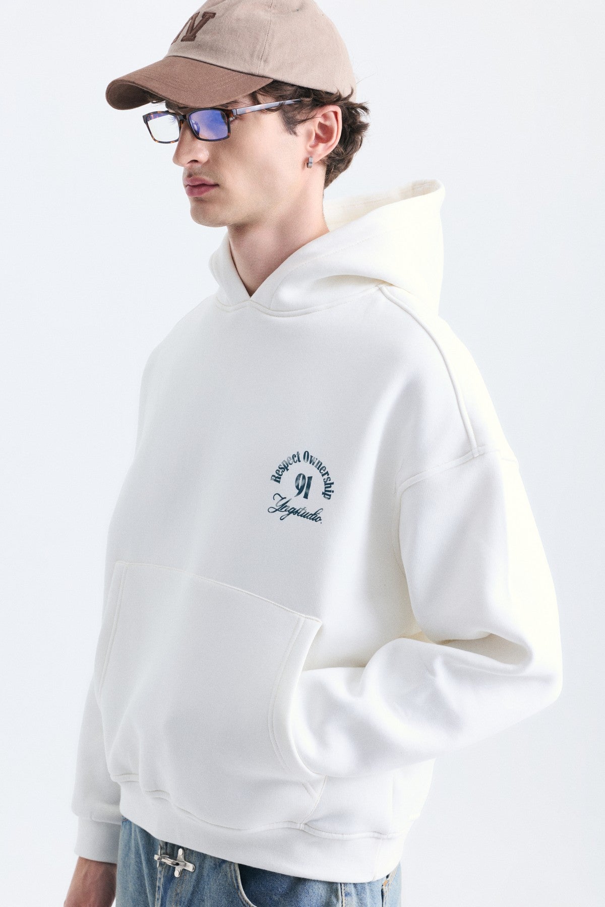 Boxy Fit Yazılı Kapüşonlu Sweatshirt